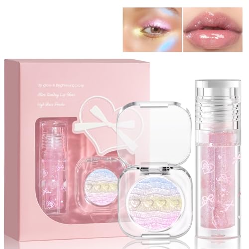 HOSAILY Face Highlighter & Lip Gloss Combo Set – Shimmer Palette