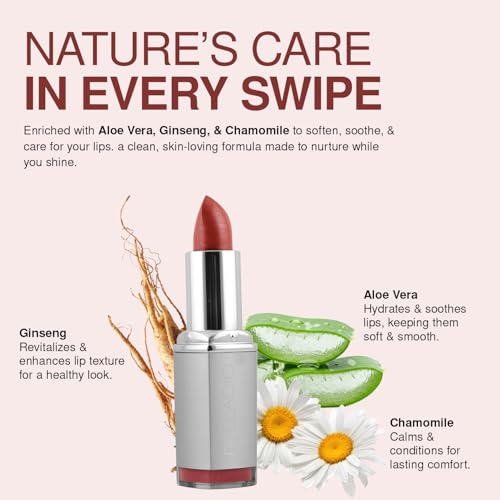 Palladio Herbal Lipstick - Rich Pigmentation, Hydrating with Aloe Vera & Ginseng, Long-Lasting Amethyst Shade