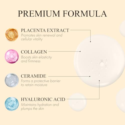 White Label Premium Placenta Gold Essence 10ml ? Japanese Anti-Aging Serum with Placenta, Hyaluronic Acid & Collagen ? Hydrating Care for Dry, Dull or Sagging Skin