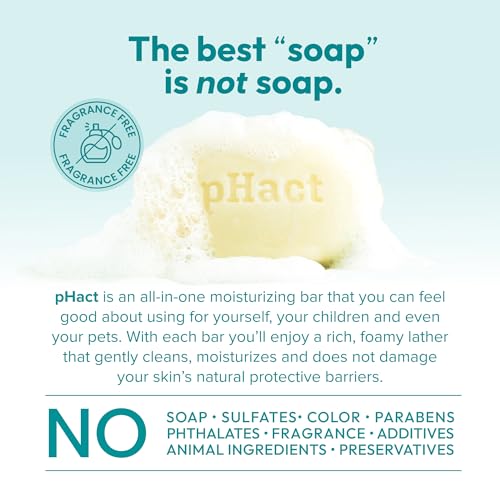 ANDREW LESSMAN pHact Moisture-Rich, Soap-Free Cleansing Bar. Natural Skin pH. Fragrance-Free. All Skin Types - Even Sensitive Skin. Hypoallergenic. Dermatologist Tested. 12 Pack 4.25 oz each
