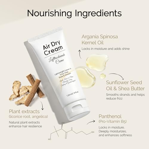 Air Dry Cream for All Hair Types - Heat-Free Styling, 4 oz