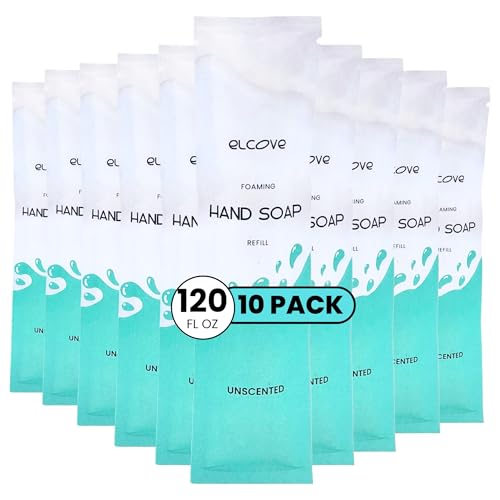Foaming Unscented Hand Soap Refills (10 Pack), Concentrated Powdered Hand Soap, Makes 10 Bottles of Eco Friendly, Non Toxic, Plastic Free Fragrance Free Foaming Hand Wash