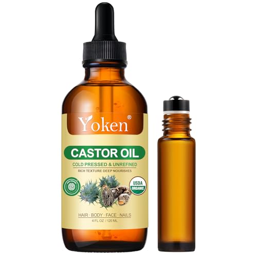 Yoken Organic Castor Oil 4oz - Cold Pressed, Hexane Free