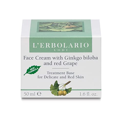 L'Erbolario Face Cream with Ginkgo Biloba and Red Grape - Helps Cover Imperfections - Leaves Skin Soft and Smooth with an Even Tone - Suitable for Sensitive Skin - Silicone and Paraben Free - 1.6 oz