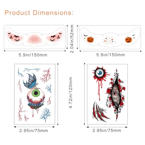 Temporary Tattoos Halloween 5-Piece Set Fake Stickers