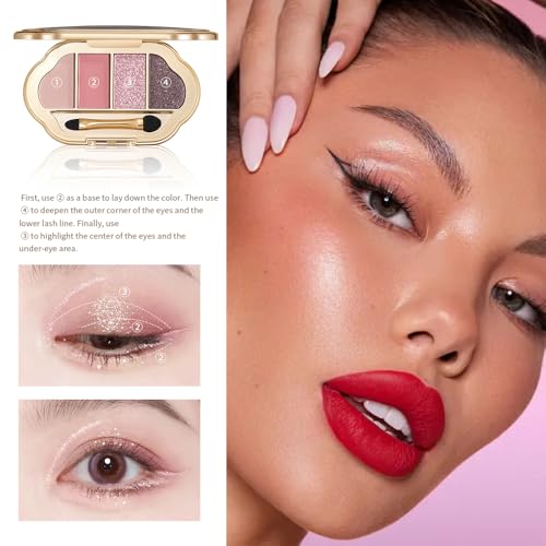 4-Color Cool Neutral Eyeshadow Palette Matte & Shimmer