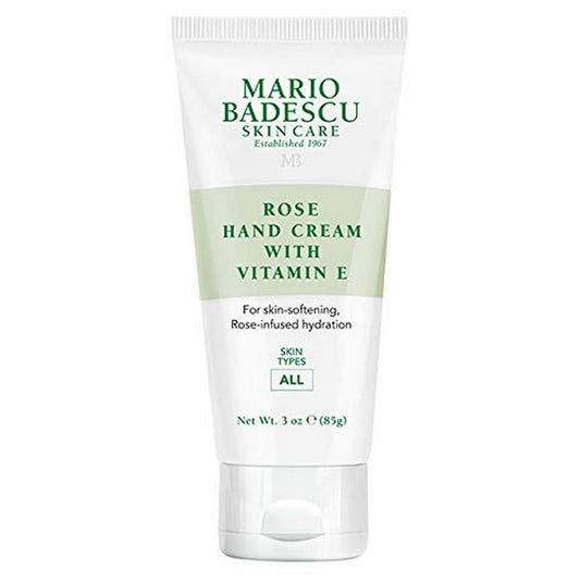 Mario Badescu Rose Hand Cream with Vitamin E for Men and Women, Non-Greasy, Light and Fast-Absorbing Hand Cream for Dry Cracked Hands, Ideal for All Skin Types, 3 Oz