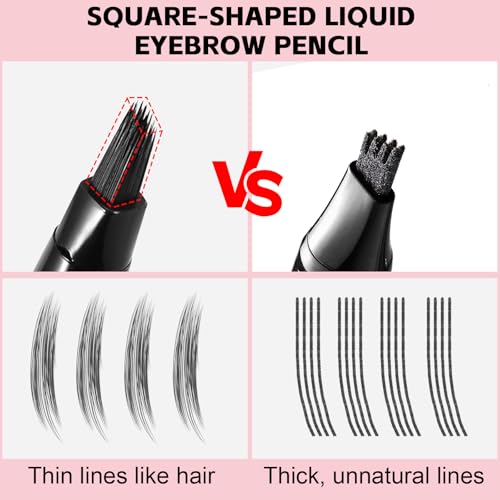 Waterproof Eyebrow Pencil Set with Dual-End Brush & Blade Tip
