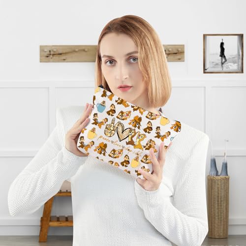 WZMPA Chip Squirrel Cosmetic Bag Dale Lover Gifts Peace Love C£¦D Makeup Zipper Pouch Bag Squirrel Merchandise (Love C£¦D 2-Full)