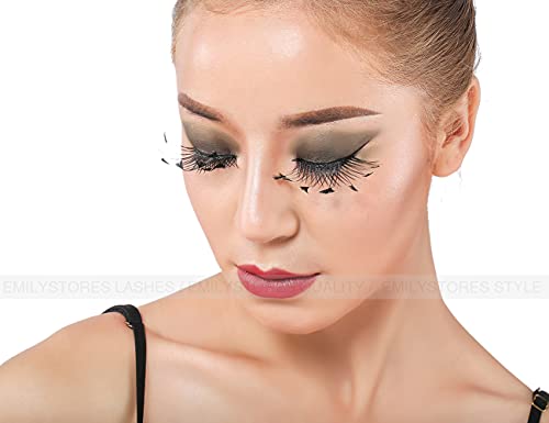 Black Faux-Feather Spider Halloween Lashes