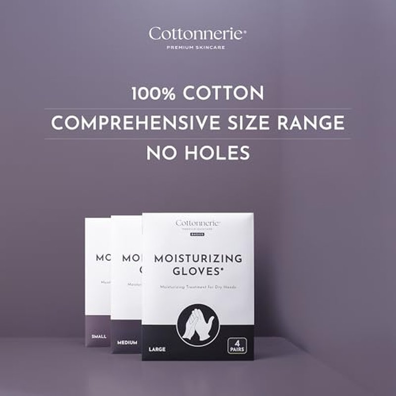 100% Cotton Moisturizing Gloves for Dry Hands – 4 Pairs