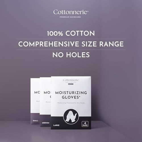 100% Cotton Moisturizing Gloves for Dry Hands – 4 Pairs