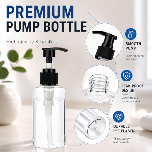 3 Pack 5oz (150ml) Clear Lotion Dispenser Bottles with Locking Pump – Jansburg