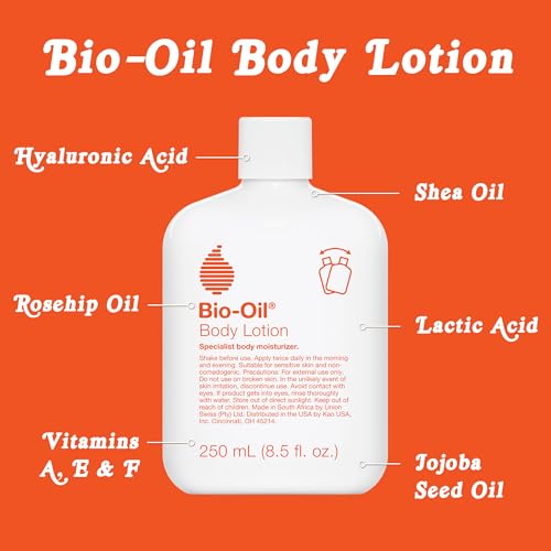 Bio-Oil Moisturizing Body Lotion for Dry Skin, Ultra-Lightweight High-Oil Hydration, with Jojoba Oil, Rosehip Oil, Shea Oil, and Hyaluronic Acid, 8.5 Oz