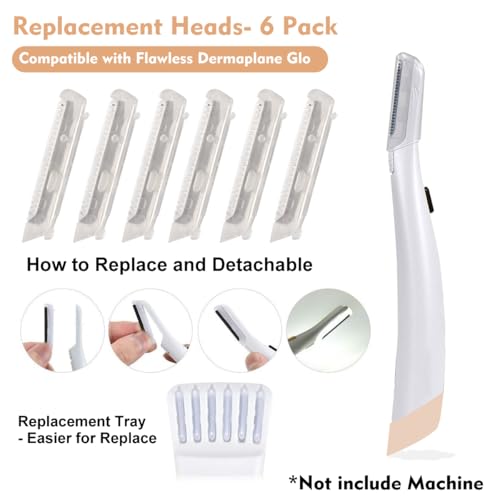 6 Pack Dermaplane Replacement Heads for Flawless Glo