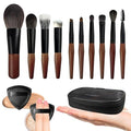 Travel Makeup Brush Set with Case, Mini Makeup Brushes Set for Powder, Foundation, Eyeshadow, Lip, Highlight, Blush & Concealer, 10 Pcs Travel Size Makeup Brushes & 2Pcs Triangle Powder Puff