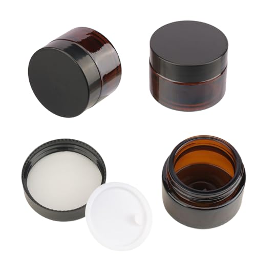 50 Pack 1 oz Amber Glass Jars with Black Lids