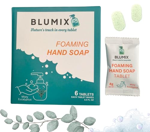 Blumix Foaming Hand Soap Tablet Refill - 6 Pack - Eco-Friendly, Gentle Cleansing Foaming Tablets, Zero Waste Cleaning, Effective Cleaning, Just-Add-Water (Sweet Orange)