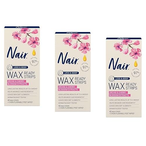 Nair Hair Remover Wax Ready-Strips 40 Count Legs/Body (3 Pack)