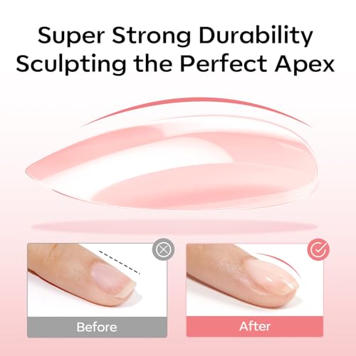 Modelones Builder Rubber Gel Base Coat Glitter Blush for Nails, Nude Pink, Strengthen & Extend