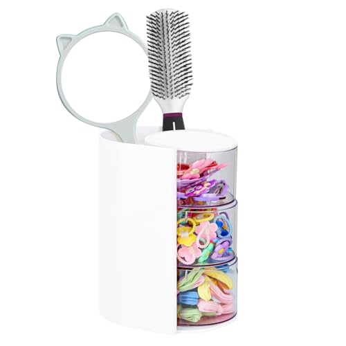 Luscinia 3-Layer Rotating Hair Accessories Organizer with Brush Holder
