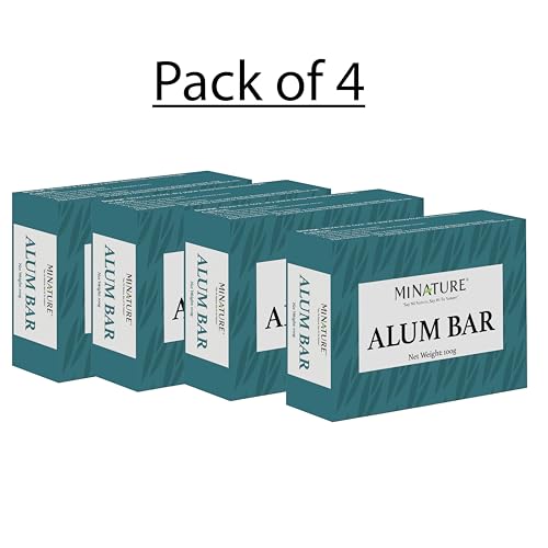 Mi Nature Pure Alum Bar Pack of 4(100g*4)|Natural Phitkari Block |Potassium Alum Stone |Shaving Bar |Skin Astringent |Water Clarifier |Odor Control