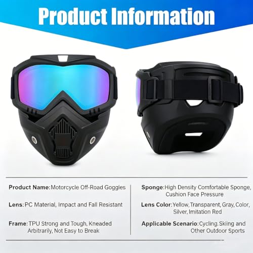 High-Definition Detachable Full Face Goggle Mask for Outdoor Sports