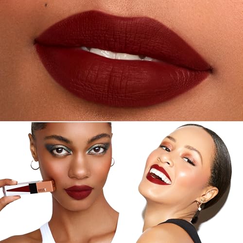 Bossy Cosmetics Liquid Lipstick for Women, Vegan, Hydrating, Long Lasting, Matte Lip Stick for Healthy & Full Lips, Smudge-Proof, Quick Drying, Paraben and Cruelty Free (Powerful- Deep Wine Color)