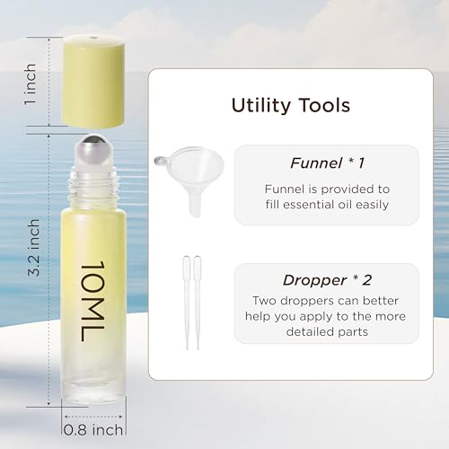 10ml Roller Bottles for Essential Oils & Perfume, 4-Pack Glass