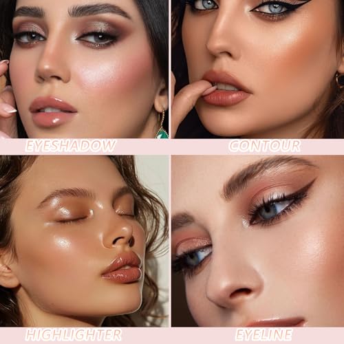K'APEINE Nude Eyeshadow Palette, Embossed 12Colors Eyeshadow Palette with Blush, Contour, Highlighter All In One Disc Makeup Kit Matte&Glitter Eyeshadows Multi-Use Eye Shades Palette for Natural Look