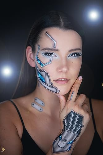 Death Metal Cyborg Face Temporary Tattoo - 2 Pack