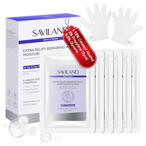 SAVILAND Moisturizing Hand Mask Gloves for Dry Cracked Hands - 6 Pack