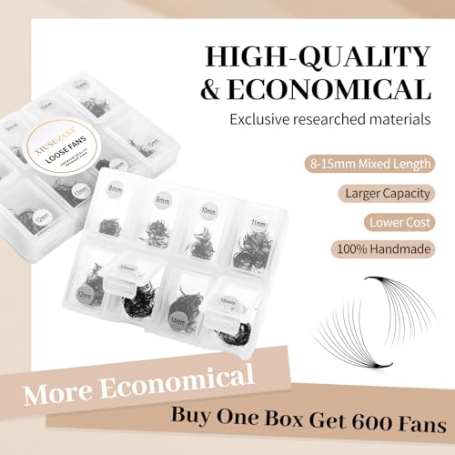 Premade 10D Volume Eyelash Extensions - 600 Fans, 0.07mm, D Curl, 8-15mm