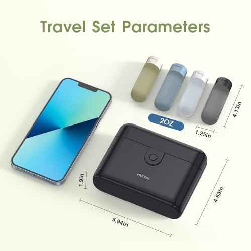 Travel Bottles with Case, 4x2oz TSA Approved, Leak-Proof, Press to Unlock, Compact & Portable Travel Toiletries (Black)