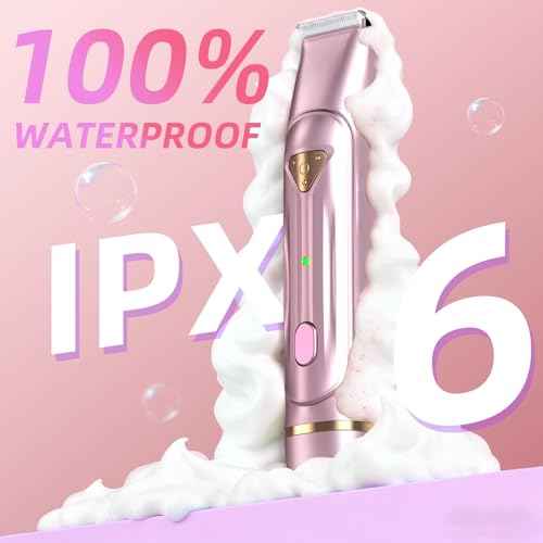 Dermave Bikini Shaver - Bikini Trimmer for Women, Waterproof Electric Dual Head Shaver (Pink)