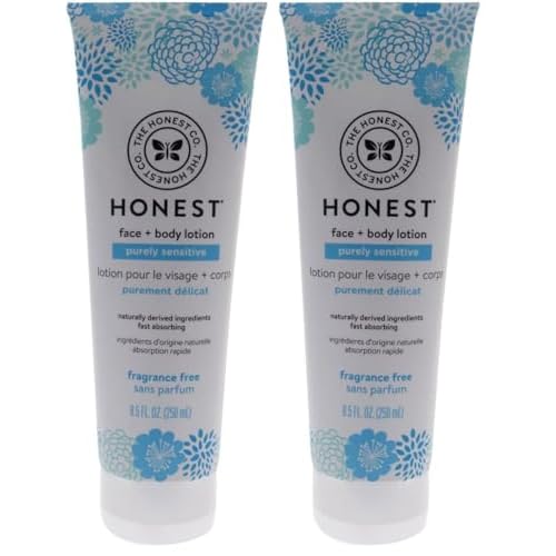 The Honest Company Purely Simple Fragrance-Free Face and Body Lotion for Sensitive Skin, Fragrance Free, 8.5 Fluid Ounce (Pack of 2)
