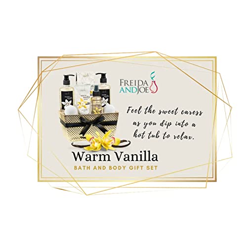 Bath and Body Gift Basket For Women and Men Warm Vanilla Bath & Body Collection Includes Shower Gel, Bubble Bath, Body Lotion, Body Mist & More ? Mother's Day Gift for Mom