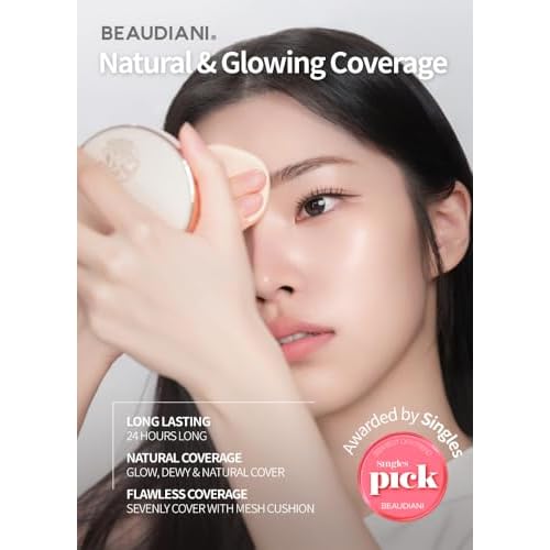 Mesh Tight up Cushion foundation 01 with refill 01, Light Beige, Korean cushion, Natural coverage, glowing, dewy makeup, flawless coverage, 24hr long lasting, All skin type, cream foundation