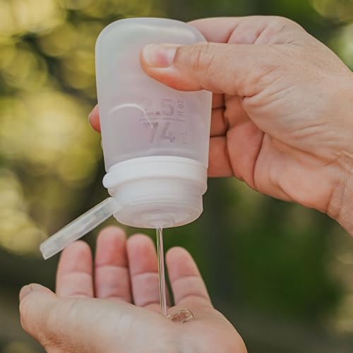 humangear GoToob+ Refillable Silicone Travel Size Bottles with Locking Cap for Women, Men, Toiletries, Beauty, Cosmetics, 3pk Set, Small (1.7oz), Clear/Green/Blue,HG3181
