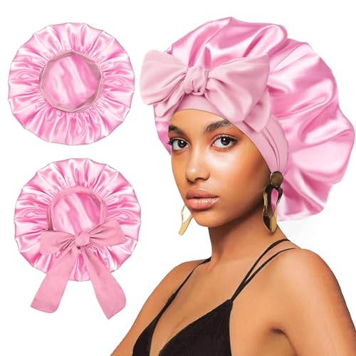 Satin Silk Hair Bonnet for Sleeping, 2-Pack Extra Large