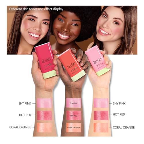 FYEBOO Cream Blush Stick - 3-in-1 Makeup for Cheek, Eyes & Lips
