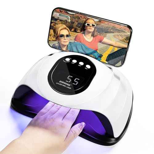 JODSONE Professional U V Nail Lamp with Phone Holder Automatic Sensor and 4 Timers Features 57 Bulbs Nail Lamp for Art Design