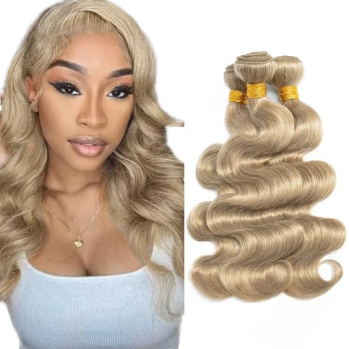 Ash Blonde Body Wave Human Hair Bundles 14 16 18 Inch