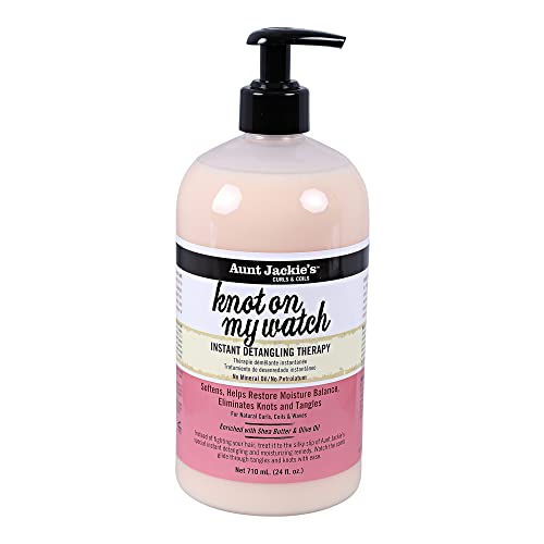 Aunt Jackie's Curls and Coils Knot On My Watch, Large 24oz Family Sized Pump, Instant Hair Detangling Therapy for Natural Curls, Coils and Waves, Pink…