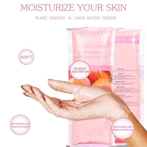 Toyar Paraffin Wax Refills, 12 Pack Peach Scented Paraffin Wax Beads Blocks for Paraffin Bath, Paraffin Wax Machine Refills for Hand Feet Dry Skin,Rrelieves muscle fatigue, Hydration and nourish