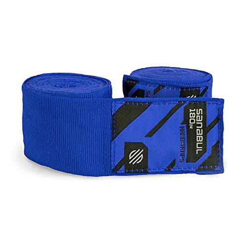 Sanabul Elastic 180 inch Boxing Handwraps | Boxing Gloves Muay Thai MMA Boxing Hand Wraps | Blue, 180"