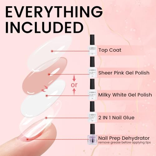 AILLSA Gel Nail Kit with 240 Almond Tips, Glue & Lamp