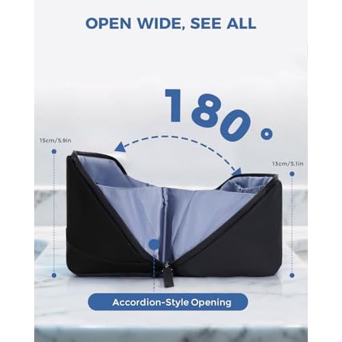 WANDF Toiletry Bag for Men, PU Leather Travel Organizer with Detachable Waterproof Hanging Pouch, Open-Flat Dopp Kit Shaving Bag with Wet Pocket for Travel Toiletries Accessories (Black)
