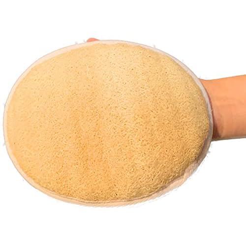 6 pcs/Set - 4 Natural Exfoliating Loofah luffa loofa Bath Brush On a Stick - with Long Wooden Handle Back Brush for Men & Women - 2 XL Large Exfoliating Body Pad - Shower Sponge Body Back Scrubber