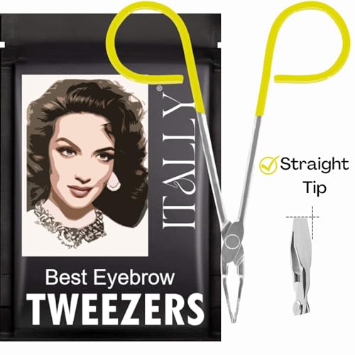 Professional Salon TWEEZERS with Easy Scissor Handle, The BEST PRECISION EYEBROW TWEEZERS Men/Women, Pinzas Para Cejas, Ingrown Hair, Blackhead;Colors MADE IN MEXICO (Neon-Yellow)